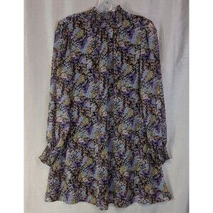 Fishbowl Mini Dress MEDIUM High Neck Multicolor Floral Festival Whimsygoth Boho